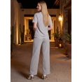 thumbnail image 3 of Conjunto Deportivo Casual para Mujer Unitalla Set de Blusa Manga Corta y Pants Recto Tela Stretch Rayada Súper Cómoda, 3 of 5