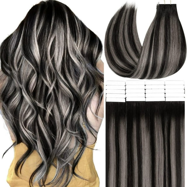 Extensiones de cabello Anrosa Invisible Tape, cabello humano real, 45 cm