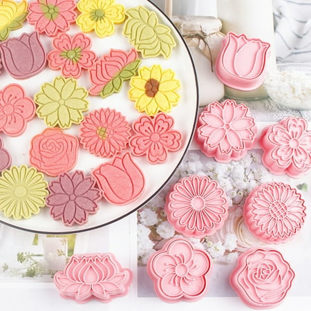 

Flower Biscuits Mould Chrysanthemum Cherry Plums Cartoon Cake Baking Sugar 3d Three Dimensionals Cookie Seal Die