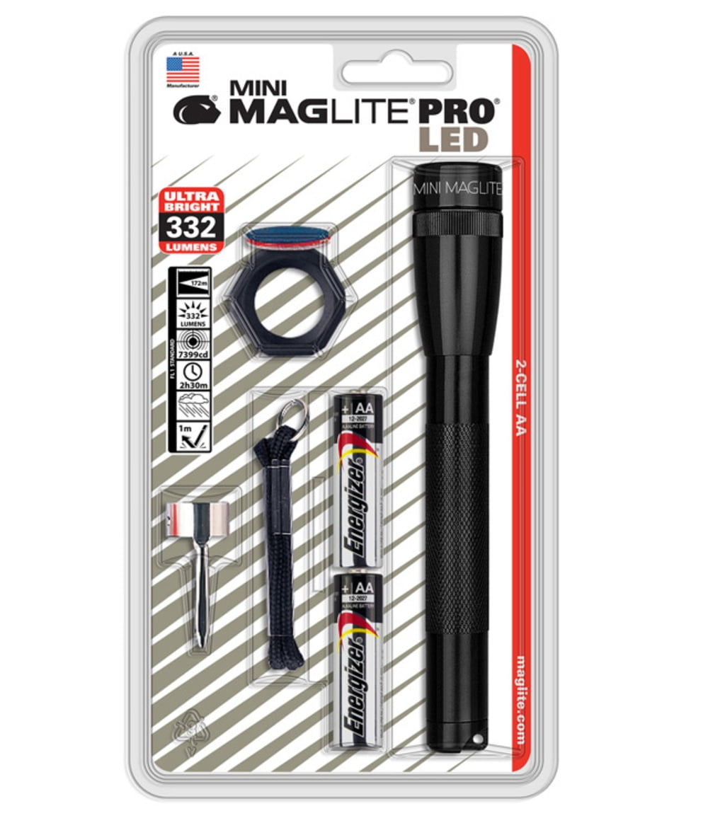 Maglite SP2P01C Pro Mini LED Flashlight, Black, 332 Lumens