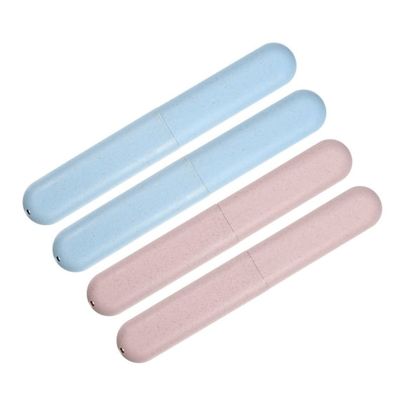 Unique Bargains 4Pcs Toothbrush Holders Case for Travel Blue Pink 8.07"x1.22"x0.83"