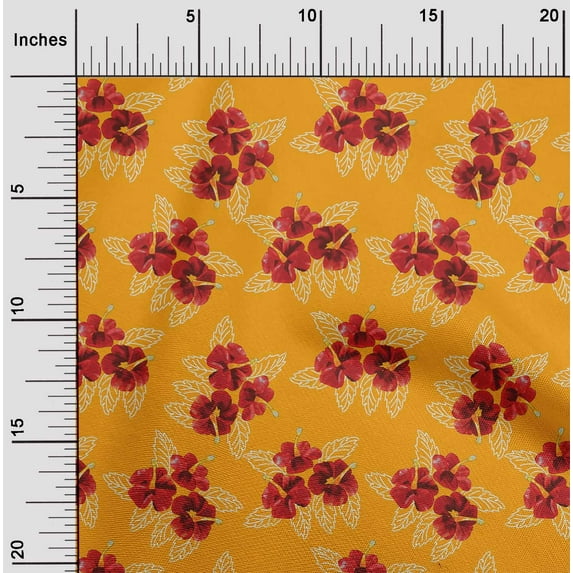 oneOone Silk Tabby Fabric Leaves & Floral Artistic Sashiko Print Sewing Fabric BTY 42 Inch Wide