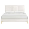 thumbnail image 4 of Platform Bed Frame, Tufted, Twin, White, Velvet, Mid Century Bedroom, Modern Boutique HB35563, 4 of 8