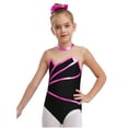 thumbnail image 3 of Doomiva Kids Girls 2Pcs Dance Leotard Outfits Dancewear Sleeveless Patchwork Dance Unitards and Metallic Pants Set Hot Pink 6, 3 of 6