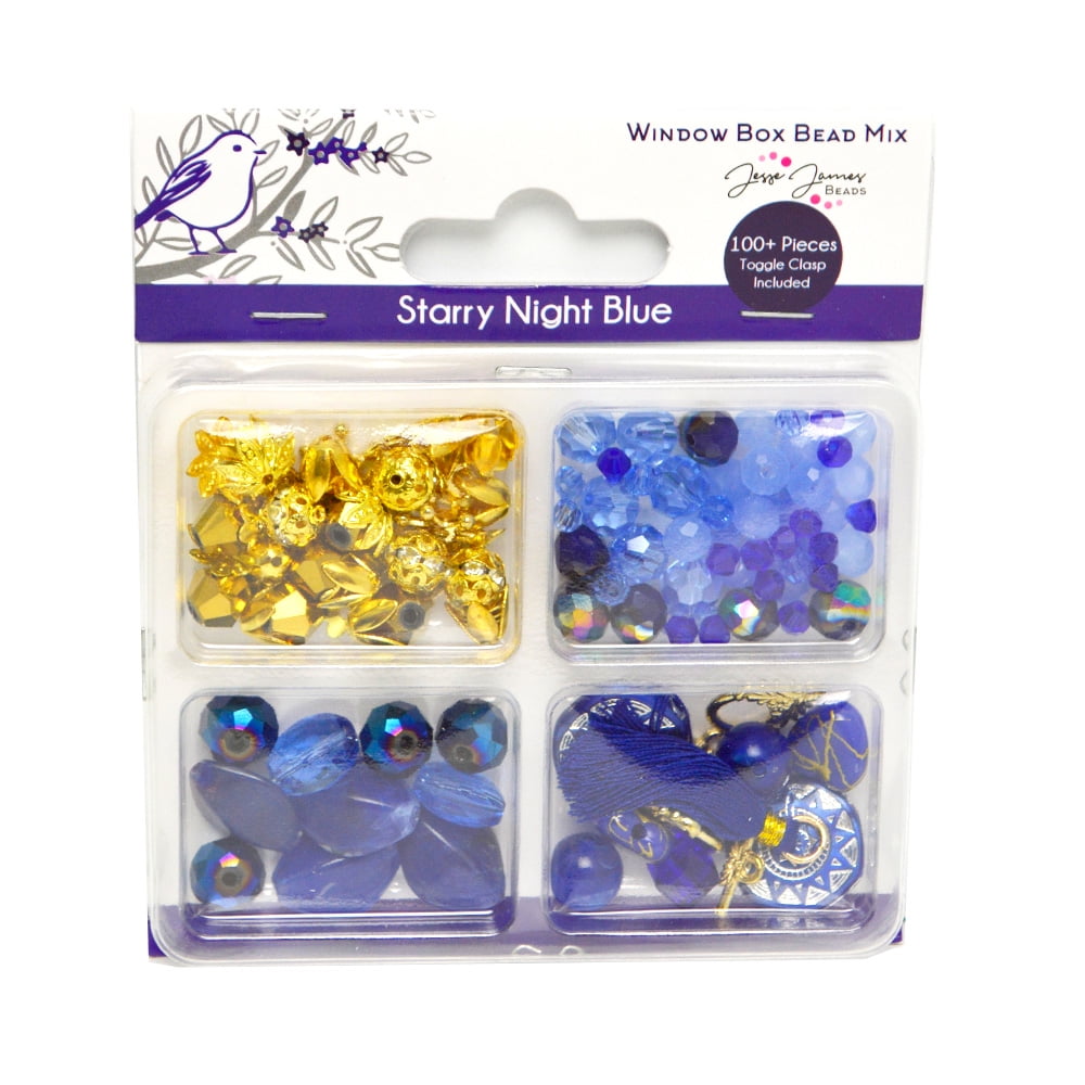 (2 pack) Jesse James Beads Window Box - Starry Night Blue, 100 Colorful Pieces for Teens & Adults