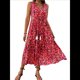 thumbnail image 1 of Vestido de Verano para Mujer, Sin Mangas, Bohemio, Floral, con Escote en V, Lazo Frontal, Flecos y Fluido Negro y Rojo L, 1 of 8