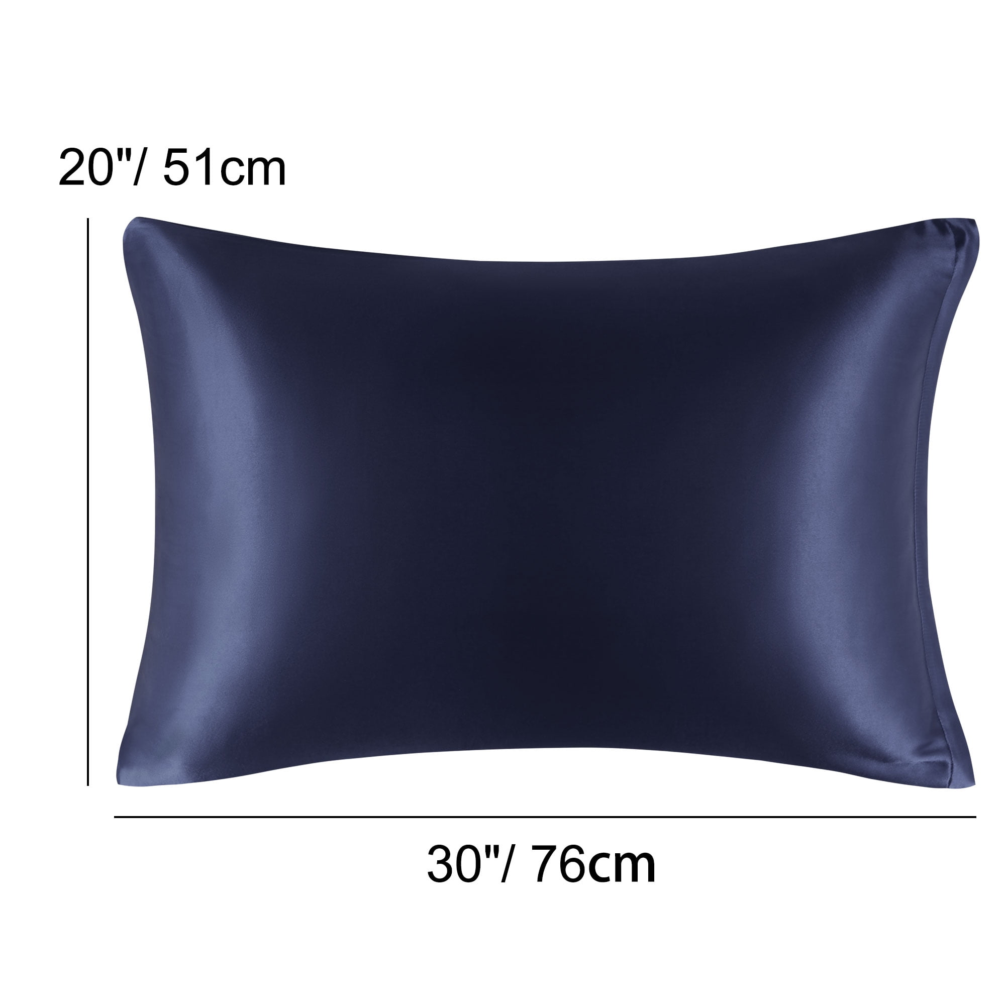 Unique Bargains Satin Set of 2 Zipper Closure Pillowcases Navy 20"x30"