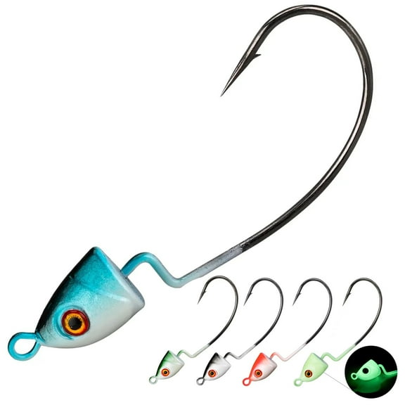 THKFISH Jig Heads for Fishing Hooks Bass Fishing Lures Texas Rig Hooks Swimbait Jig Heads Five Colors 1/2oz 10pcs