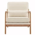 thumbnail image 4 of Oak Armrest Oak Upholstered Single Lounge Chair Indoor Lounge Chair Off-White, 4 of 33