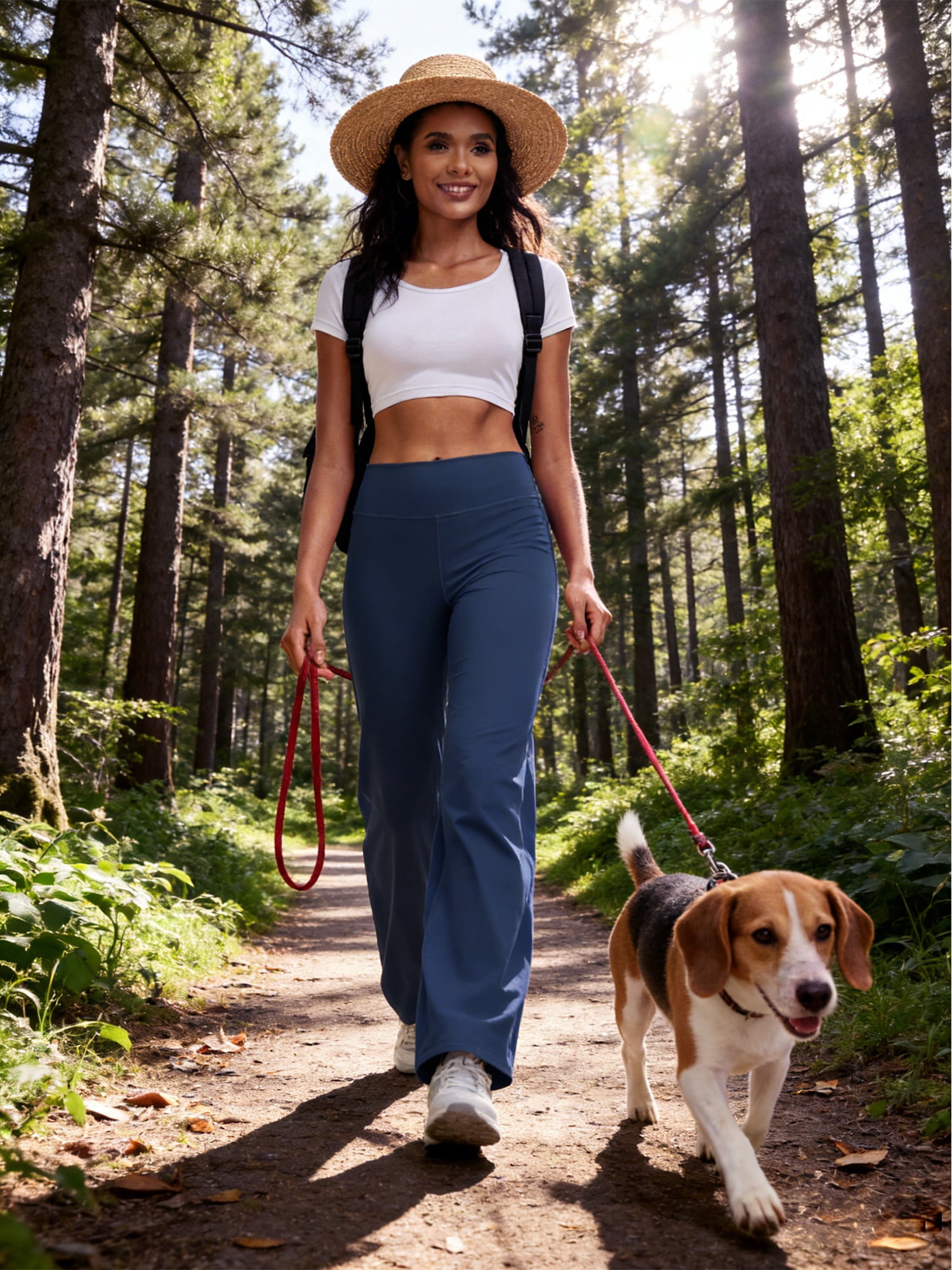 NELEUS ButterSoftFlex Womens Wide Leg Pants Athletic Yoga Legging Casual Sweatpants with Waistband Pocket,Blue,US Size M