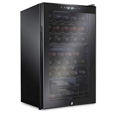 Ivation  33 Bottle  Dual Zone Compressor  Metal Wine Refrigerator W/Lock  Black