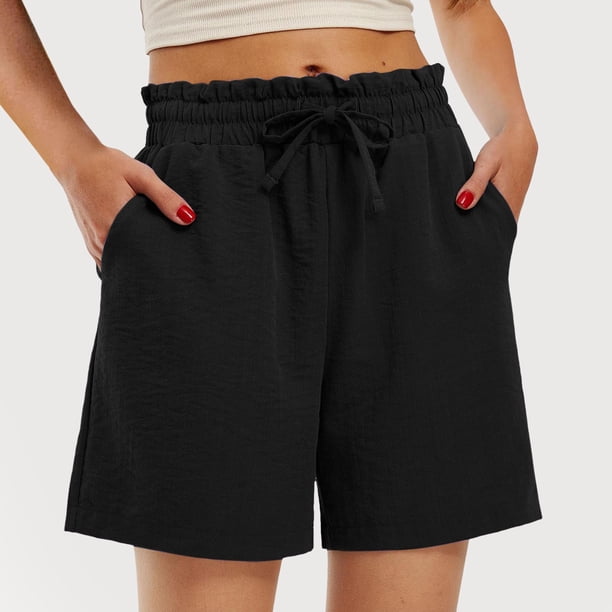 MKLEKYY Pantalones Cortos Deportivos para Mujer, Modernos Pantalones Cortos de Verano con Cordón, Cómodos y con Bolsillos, Ropa Informal Holgada para Vacaciones y Playa.