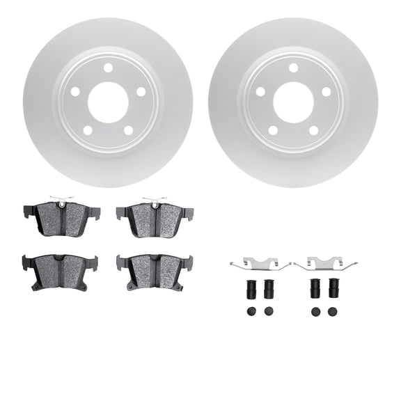 Dynamic Friction Company Rear Geospec Brake Rotors with 5000 Advanced Brake Pads includes Hardware 4512-39068