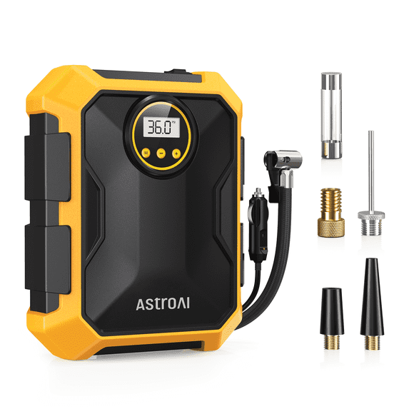 Inflador de Neumáticos AstroAI 100 PSI Compresor de Aire Portátil Amarillo