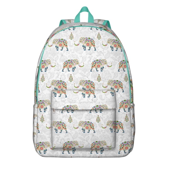 Boho Elephant Tribal Print Backpack, Waterproof School Bag with Retro Paisley and Floral Mandala Design for Teens
