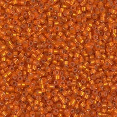 Miyuki Delica Seed Beads DB0682/DB682 11/0 Silver Lined Orange Semi-Frosted 7.2 Grams