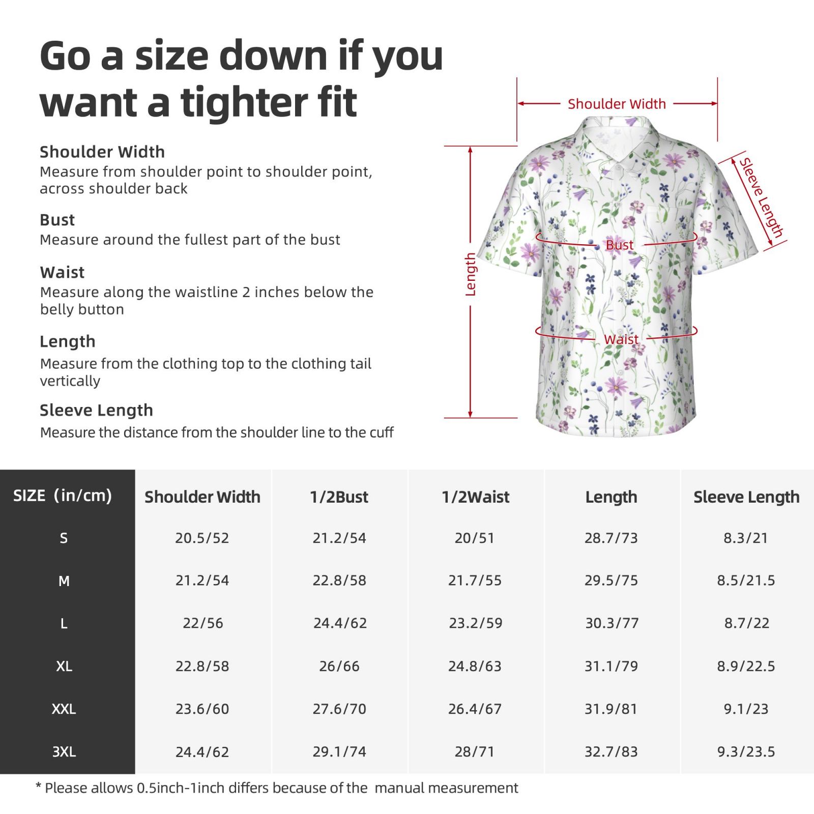 Logiee Watercolor Wildflower Print Mens Hawaiian Shirts,Loose-Fit Short Sleeve Button Down Tropical Aloha Beach Shirt,Summer Vacation Wedding Tops,Medium