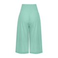 thumbnail image 5 of Stephy Women's Fashionable Cotton and Linen Solid Color Elastic Waist Three Quarter High Waist Casual Pants and Sports Pants, Green, 3XL, 5 of 5