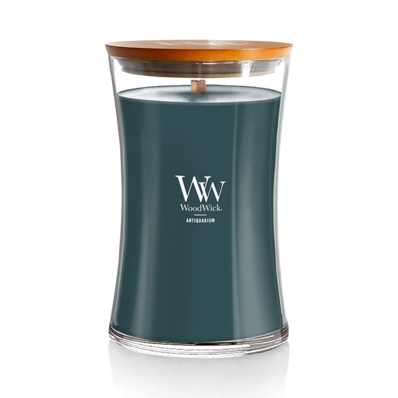 WoodWick Large Hourglass Scented Candle, Crackles as it Burns, Antiquarium, 21.5 oz