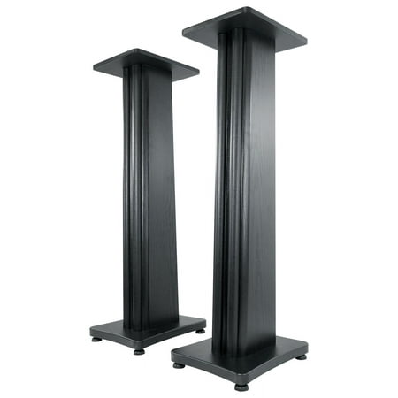 2) Rockville SS36B Black Wood Grain 36" Speaker Stands Fits Insignia NS-HBTSS116