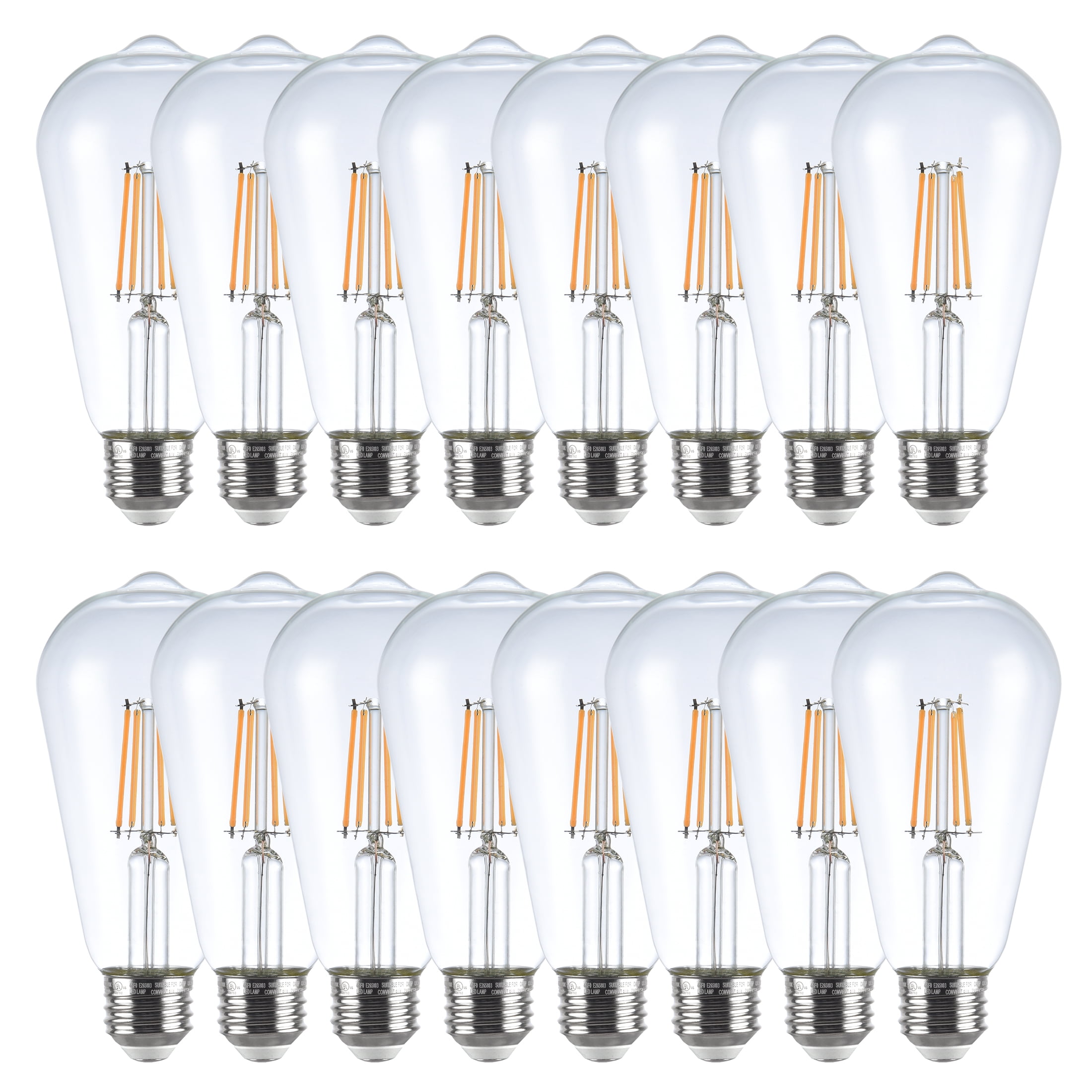 Great Value ST19 Vintage LED Light Bulb, 5-Watt (60W Equivalent), Daylight, Dimmable, E26, 16 Pack