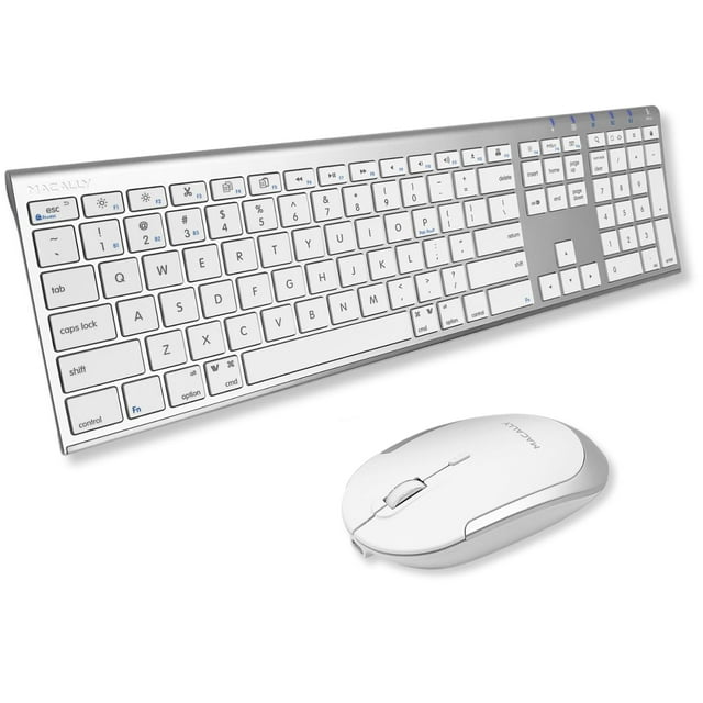 Macally Premium Bluetooth Keyboard and Mouse for Mac | Compatible Wireless Apple Keyboard and Mouse Combo (110 Keys Multi-Device Rechargeable) for Ma