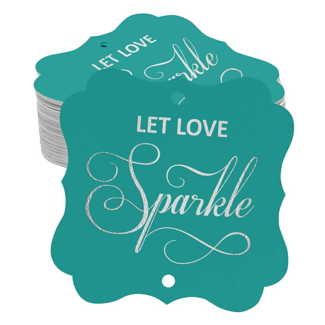 Inkdotpot Real Silver Foil Let Love Sparkle Wedding Tags Favor Bracket Shape Hang Pack Of 50 Paper Tags
