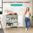 thumbnail image 4 of MorandiMal White Storage Cabinet with Doors and Shelves,30 inch Small Pantry Cabinet Sideboard with Leg,Accent Cabinets with Storage,Side Floor Cabinets for Home,Kitchen,Coffee Bar,Dining/Living Room, 4 of 8