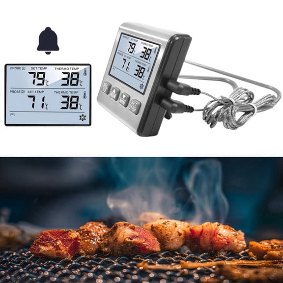 TP710S Digital Thermometer for Oven Smoker Kitchen Cooking Grilling Meat BBQ with Two Probes