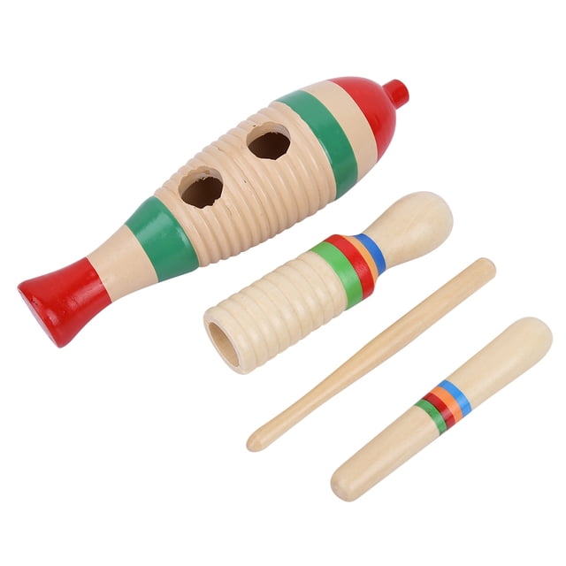 Fish Style Guiro, Fish-Shaped Guiro, 2 Sets Educational Music Toy, Colorful For Developing Kids Music Potential Early Education Instrument