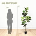 thumbnail image 3 of 6FT Artificial Fiddle Leaf Fig Tree, Real Touch Faux Green Plant with Black Plastic Pot for Indoor Decor, 3 of 18