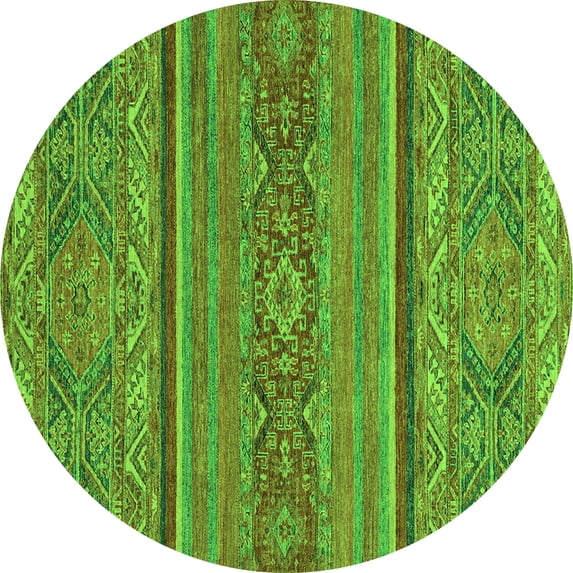 Ahgly Company Indoor Round Abstract Green Modern Area Rugs, 6' Round