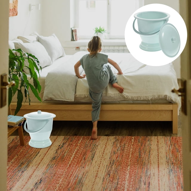 KONTONTY 1pc Handheld Urinal Pail Pot With Cover Chamber Pot For Home Use For Elderly Pregnant Women Easy To Clean
