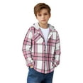 thumbnail image 2 of ZyeKqe Boys Girls Clothes Kids Casual Flannel Plaid Hoodies Jackets Spring Fall Button down Long Sleeve Shakets, 2 of 8
