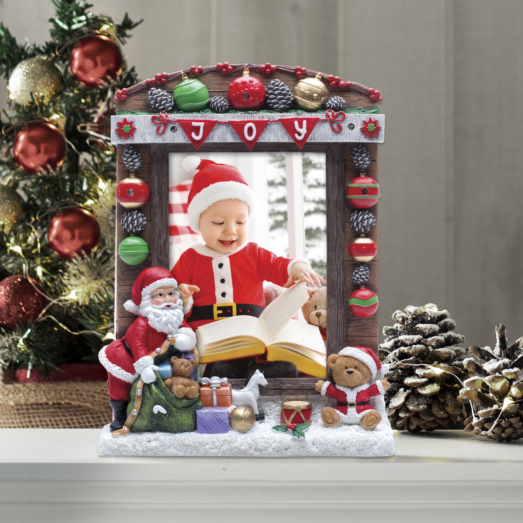 Fine Photo Gifts 5" x 7" Joy and Santa Clause Resin Light Up Single Picture Frame