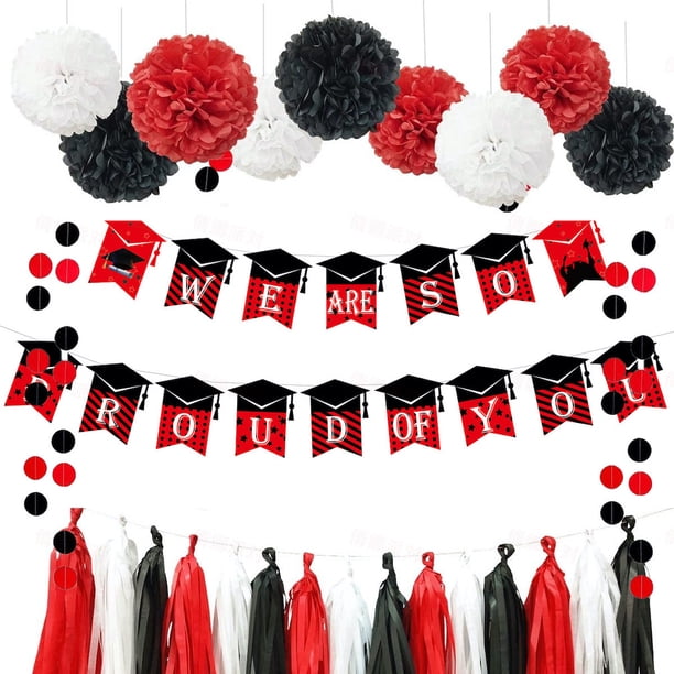 Kit de globos de látex con pancarta para fiesta de graduación, 27 globos