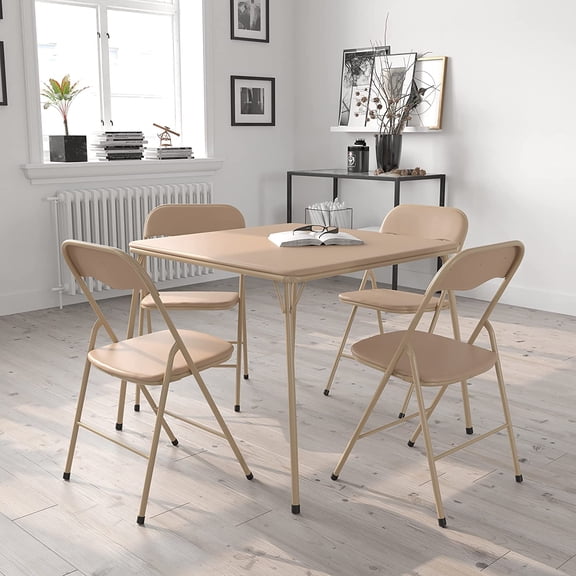 5-Piece Multipurpose Folding Card Table and Chairs Set for 4 Players, Padded Top Portable Square Folding Table and Chairs Set