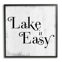 Stupell Industries Lake It Easy Tranquil Coastal Phrase Distressed Grey, 12 x 12, Designed by Daphne Polselli