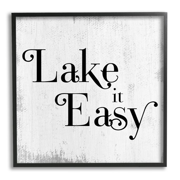 Stupell Industries Lake It Easy Tranquil Coastal Phrase Distressed Grey, 12 x 12, Designed by Daphne Polselli