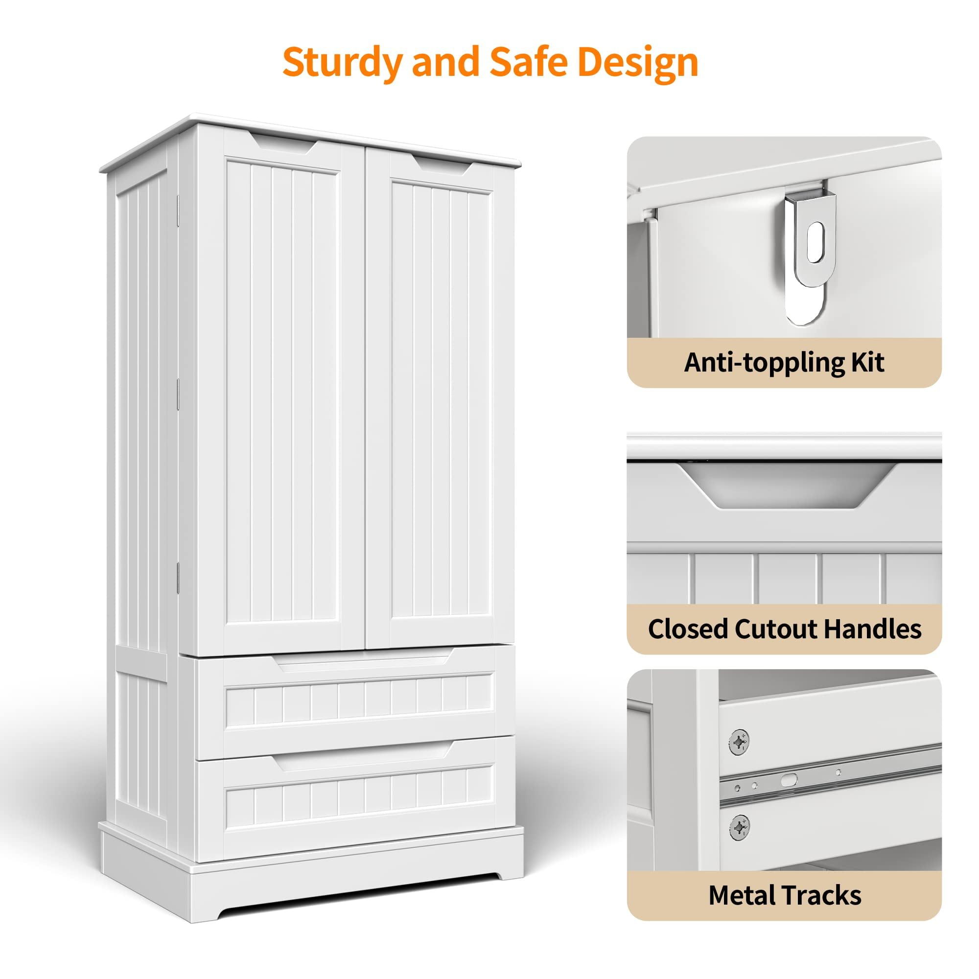 Pantry Cabinet, Lofka 63" Kitchen Pantry Storage Cabinet with Magnetic Doors and 9 Shelves, White