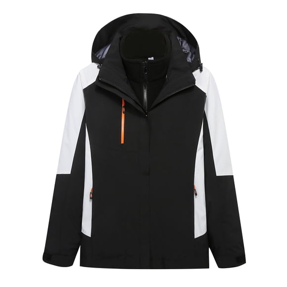 EQWLJWE Women'S Ski Jacket 3 In 1 Waterproof Winter Jacket Detachable Cap Snow Jacket Windproof Hooded With Inner Warm Thickened Insulation Mountaineering Suit Raincoat for Women Plus Size Clearance