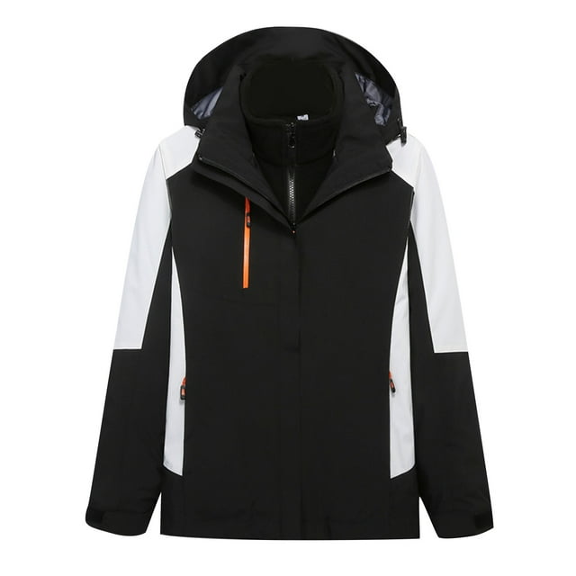 EQWLJWE Women'S Ski Jacket 3 In 1 Waterproof Winter Jacket Detachable Cap Snow Jacket Windproof Hooded With Inner Warm Thickened Insulation Mountaineering Suit Raincoat for Women Plus Size Clearance