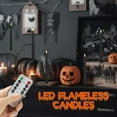thumbnail image 5 of Dripless Black Flameless Taper Candles Flickering, 9.6" Real Wax LED Halloween Candles with Remote & Timer, 10 Pack Battery Operated, 5 of 9