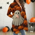 thumbnail image 6 of Uaswgudfs ​Women's Cardigan Autumn Themed Trench Coat - Black Cat Bats Pumpkin Print Open Front Relaxed Fit Seasonal Celebration​, 6 of 7