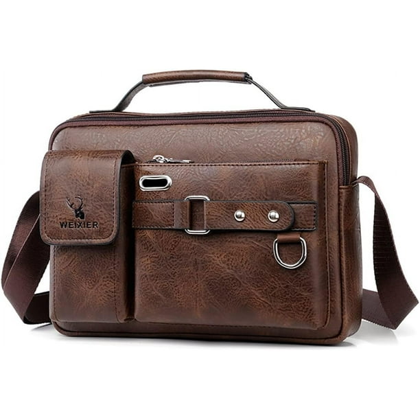 WEIXIER Bolsos de mano para hombre Bolsos de hombro tipo bandolera de cuero New Degin