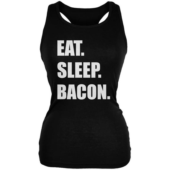 Eat Sleep Bacon Black Juniors Soft Tank Top - 2X-Large