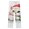 thumbnail image 4 of Cute Christmas Cat Decor Winter Female Pants Flannel High Waist Women Pants Lady Warm Straight Leg Plush Trousers, 4 of 7
