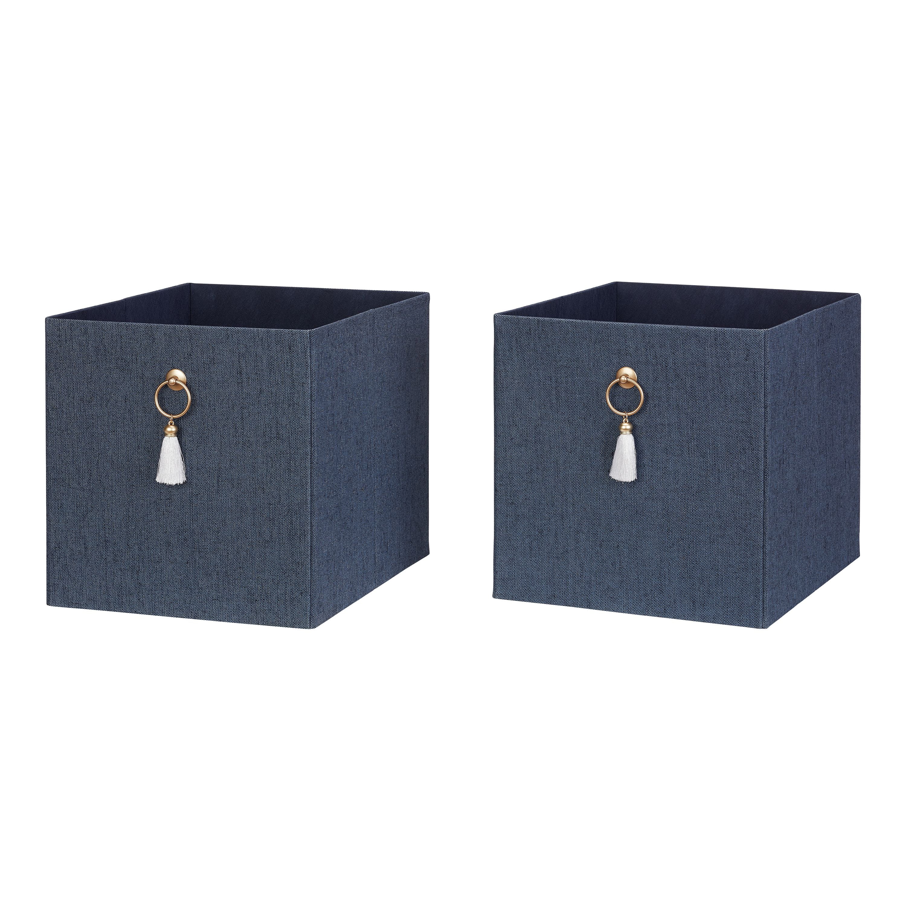 Better Homes & Gardens Fabric Storage Bin with Tassel, 2Pack, Multiple