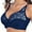 Blue, variant on Women Embroidery Floral Lace Bra Underwire 3/4 Cup Bralette Unlined Non-Padded Push up Brassiere