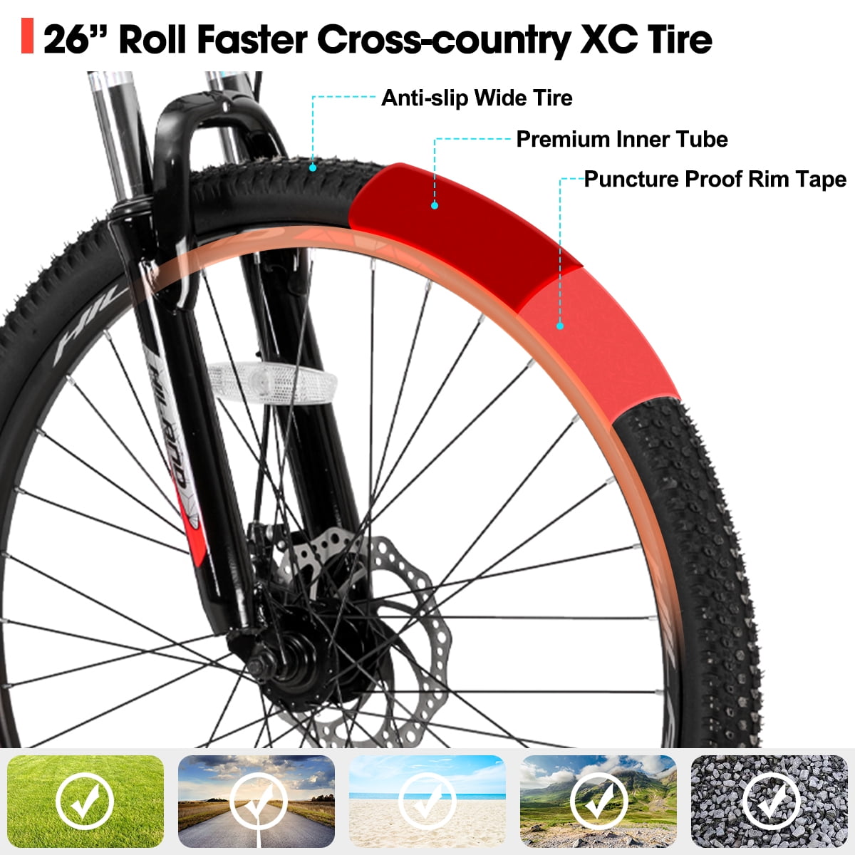 Hiland Mountain Bike, Multi-Spokes,Shimano 21 Speeds Drivetrain,Aluminum Frame 26 inch Wheels, Men's MTB Bicycle, Black